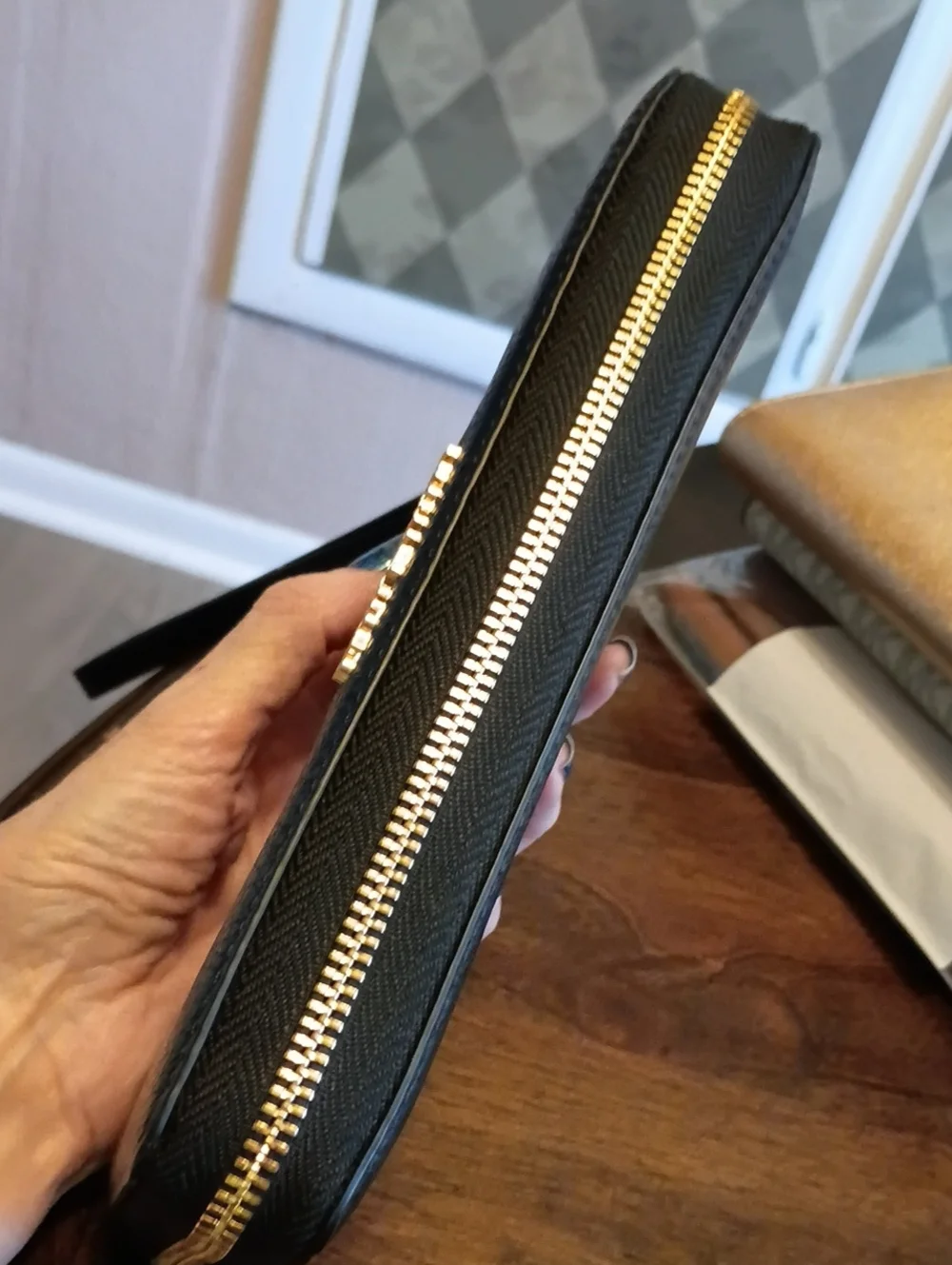 Michael Kors Black Leather large Wristlet Wallet organizer
